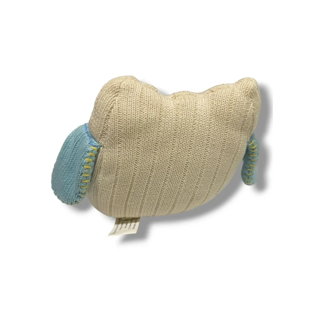 Pottery Barn Kids Knit Owl Plush Weighted Stuffed Animal Ivory Blue Pink 2007‎